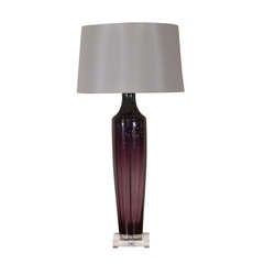 Wilhelmina Amethyst Ribbed Lamp On Acrylic Base with White Shade