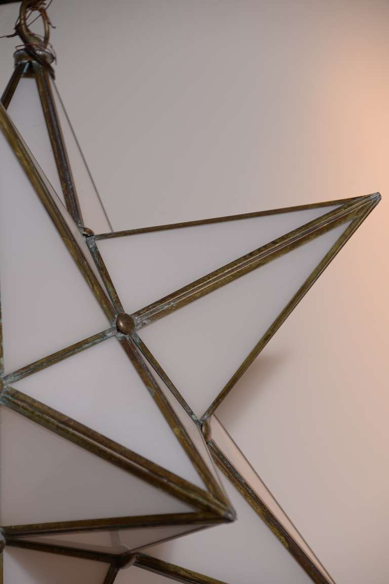 White Glass Star Hanging Lantern