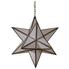  White Glass Star Hanging Lantern