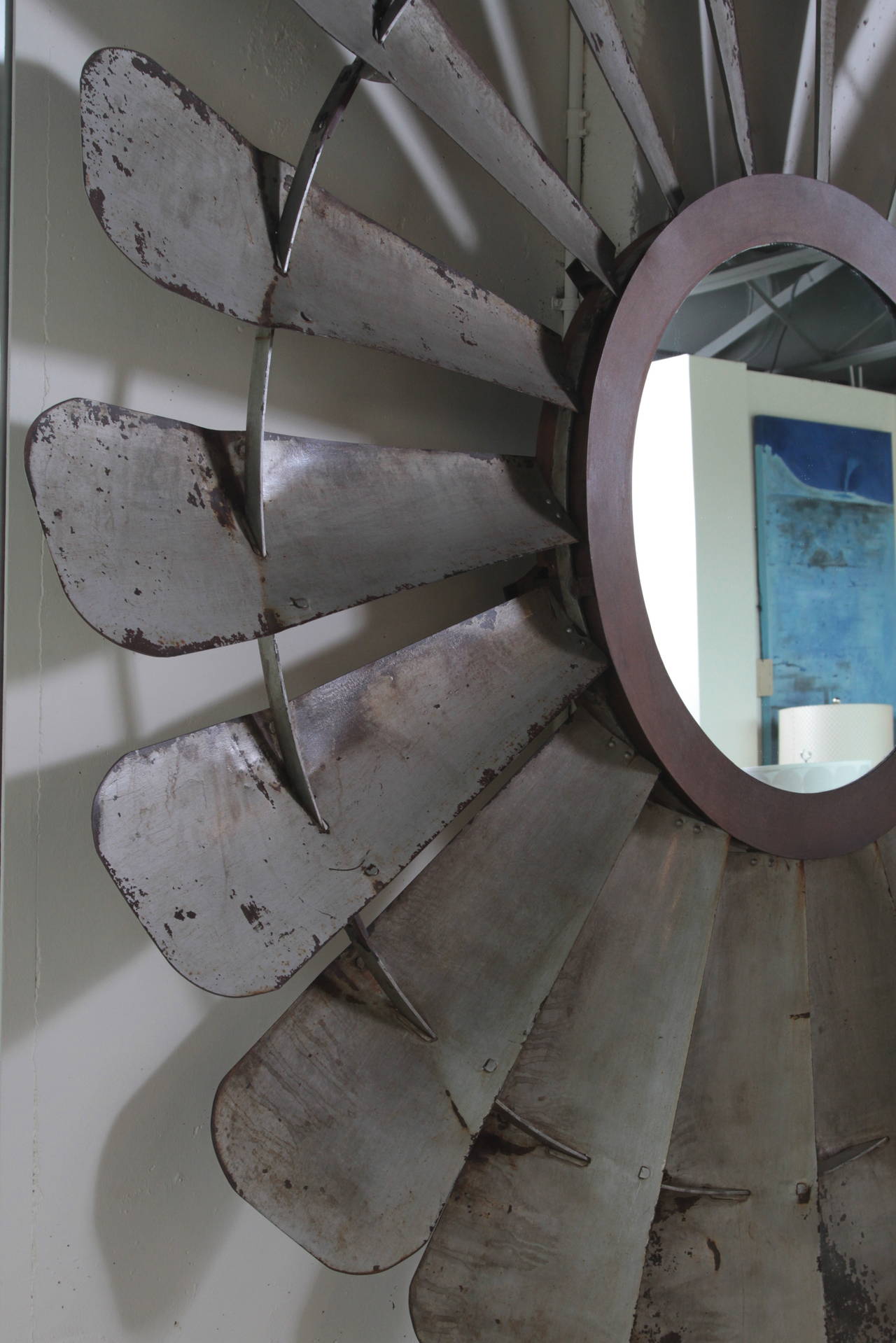 Mid-20th Century Large Tole Windmill Mirror