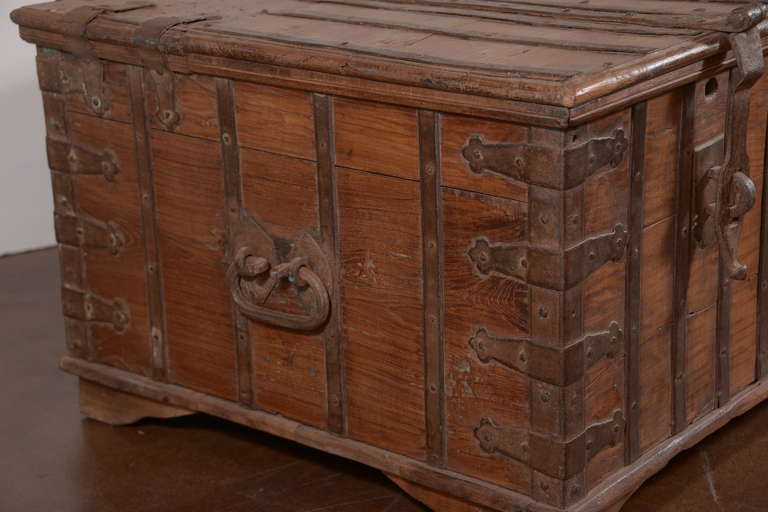 Antique Elm Storage Trunk 1