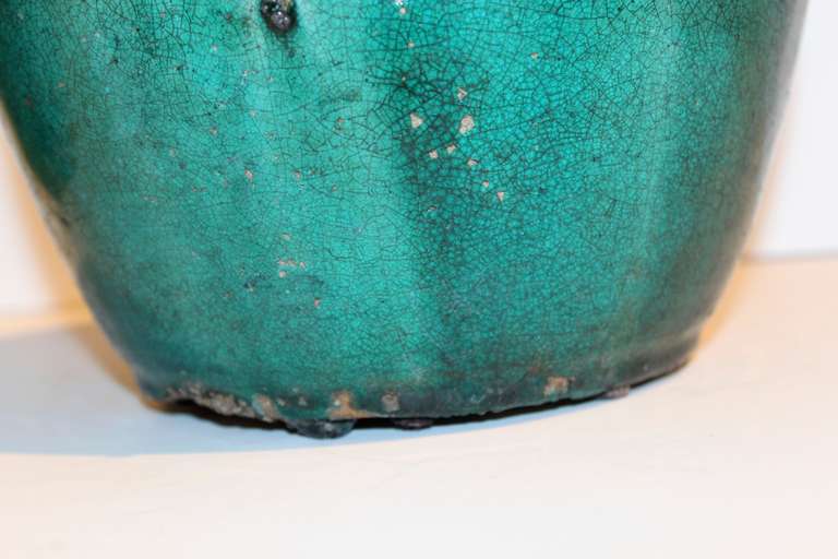 Antique Chinese Terra Cotta Green Glazed Oil Jar 2