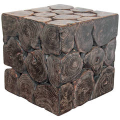 Cube Teak Mosaic Wood Table