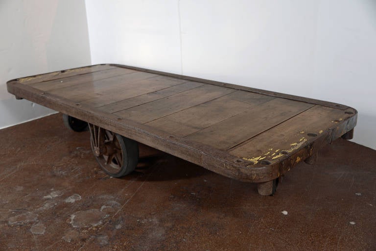 The French rail station porter’s cart.
  The height and size leads to the perfect industrial style coffee table. 
      
This reimagined coffee table works well in loft, industrial and traditional settings where unpredictability is called for.   