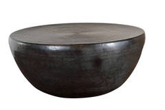 Clint End Table, Iron Drum