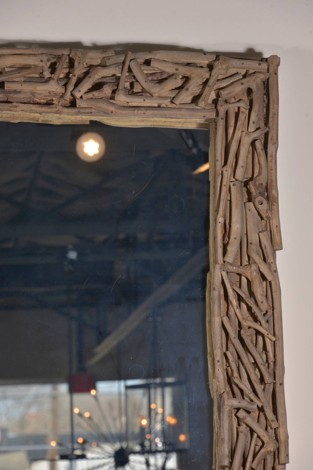 Large Teak Twig Mirror In Good Condition In Dallas, TX
