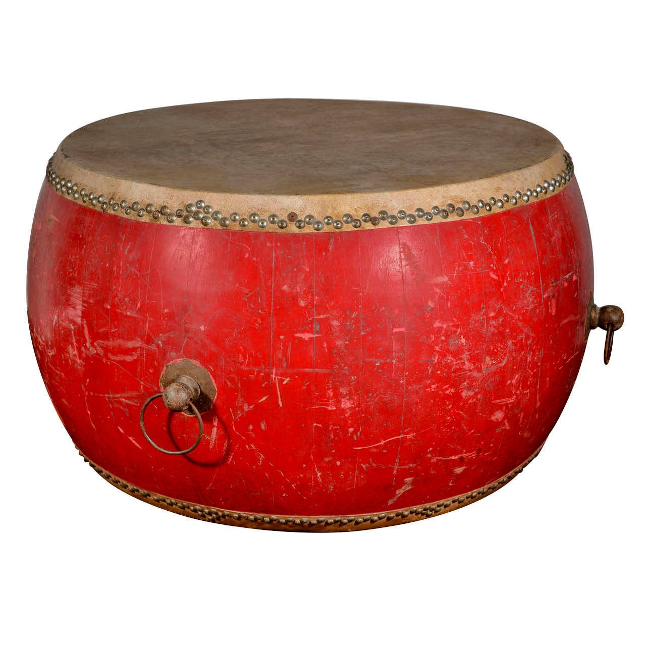 Chinese Large Ceremonial Drum as Unique Center Table or Dining Table