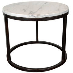 19th Century Solid Steel Base End with Honed Carrara Marble Top