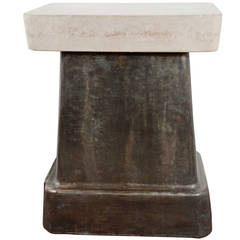 Vintage Anvil Console Table with Limestone Top, 1930s
