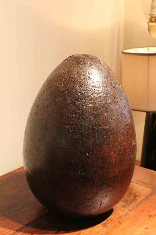 19th Century Antique Italian Carved Walnut Paper Mache Egg Mold