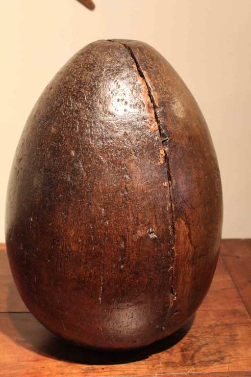 Antique Italian Carved Walnut Paper Mache Egg Mold 2