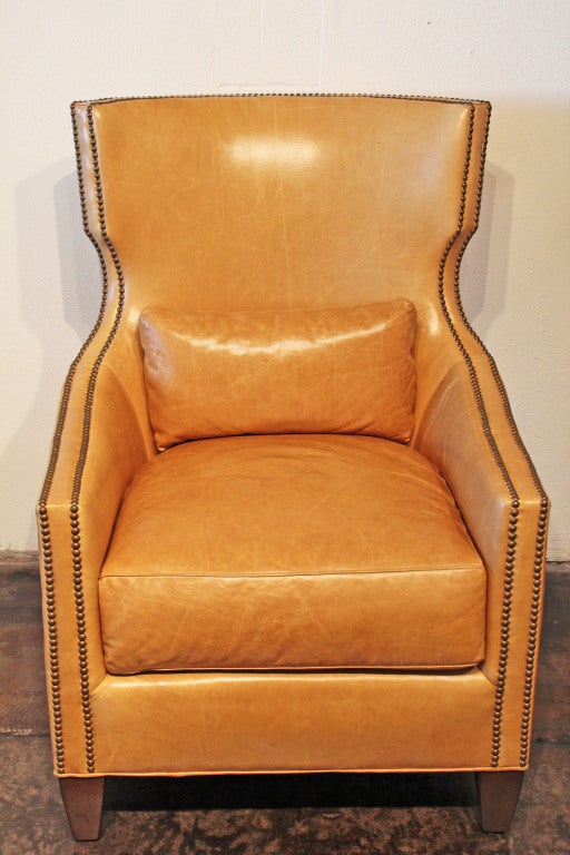 Wesley Hall Leather Chair
Finish: Distressed Normandy
Leather: Giles-Lagar GD:F
Comfort Down Cushion
Nail Trim #50