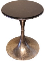 Vintage French Chromed End Table With Granite Top