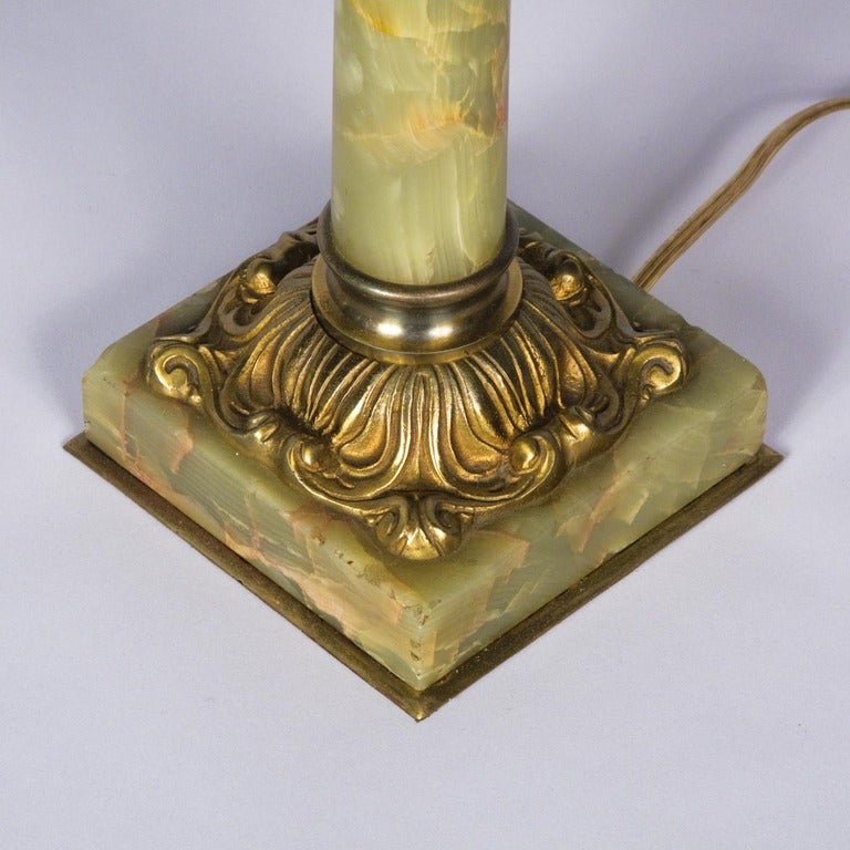 French Green Onyx Lamp, Early 1900s 1