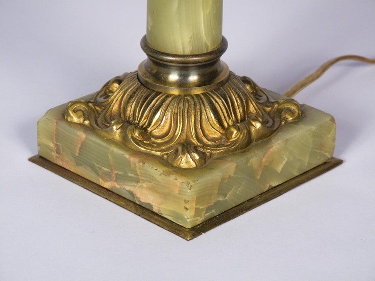 French Green Onyx Lamp, Early 1900s 2