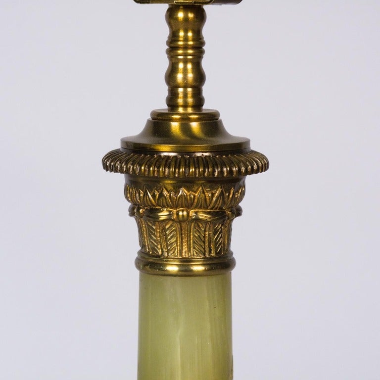 Neoclassical Revival French Green Onyx Lamp, Early 1900s