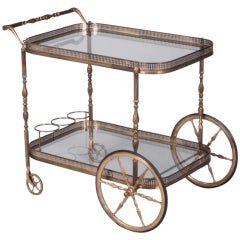 French Mid Century Brass Serving Table