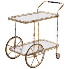 Mid-Century French Brass Bar Cart