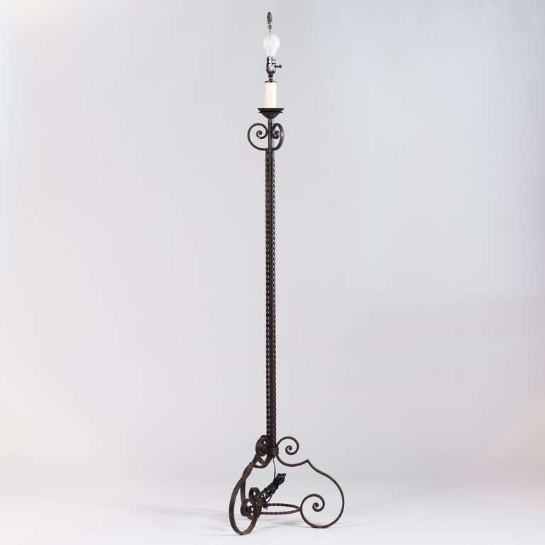 1940s French Forged Iron Floor Lamp 1