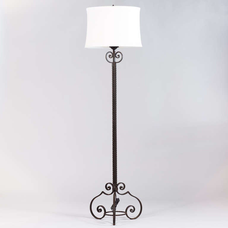 Mid-20th Century 1940s French Forged Iron Floor Lamp