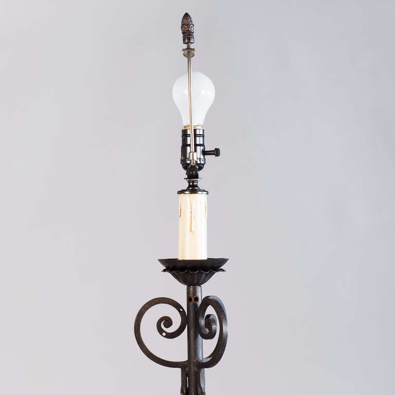 1940s French Forged Iron Floor Lamp 2