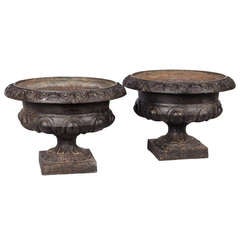 Pair of French Cast Iron "Medicis" Jardinieres, Late 1800s