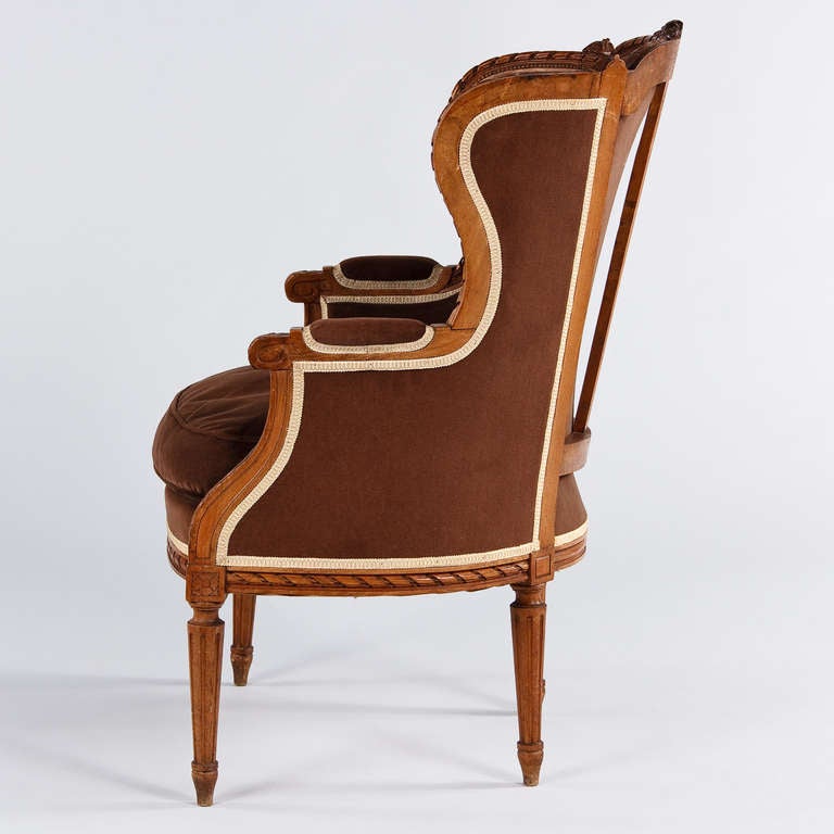 Wood Louis XVI Style Bergere Armchair