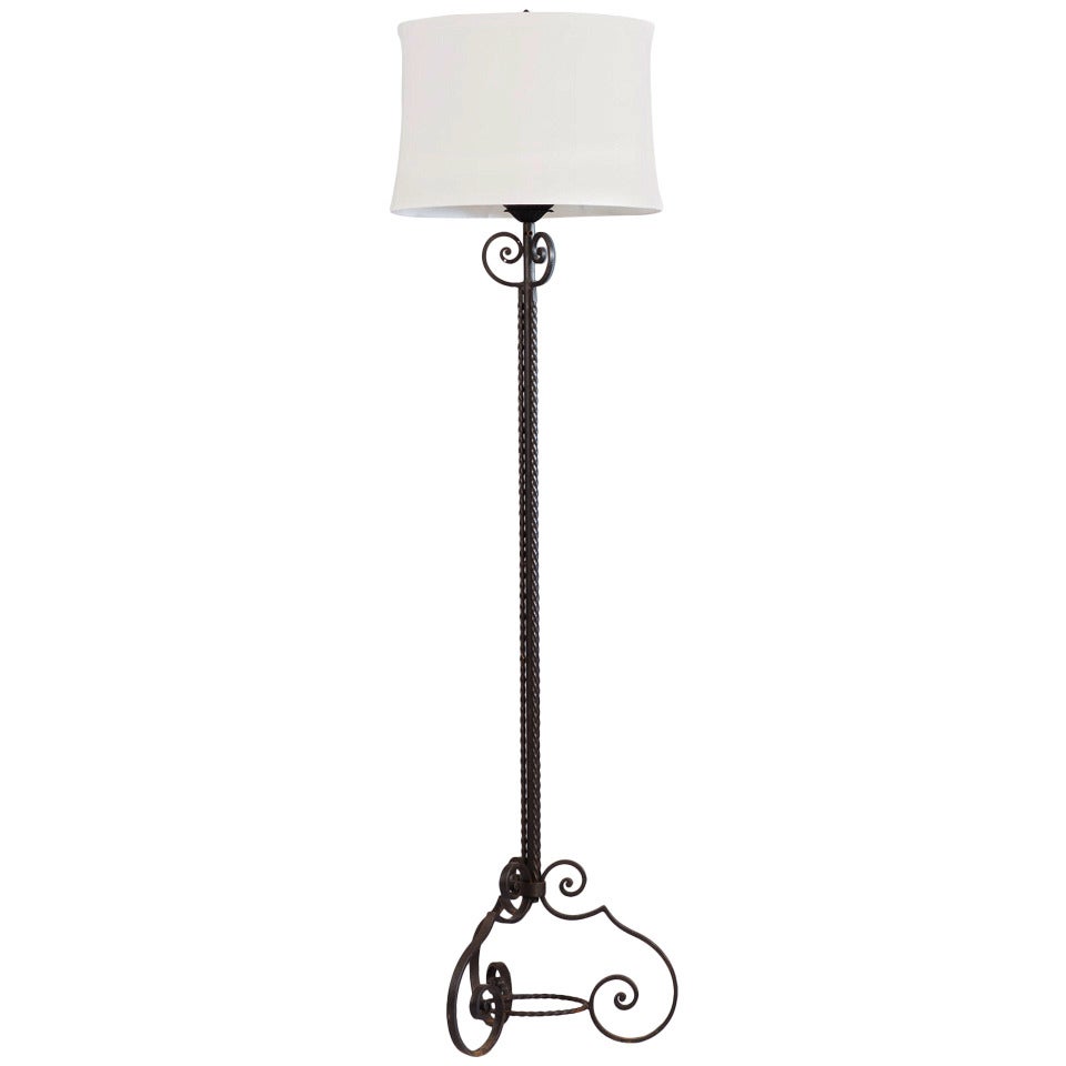 1940s French Forged Iron Floor Lamp