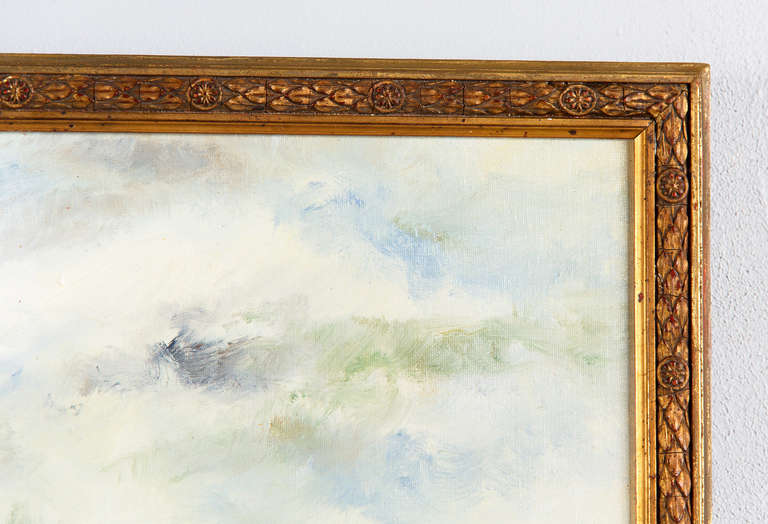 20th Century Seascape Oil Painting on Canvas by P. Denison, France, Early 1900s