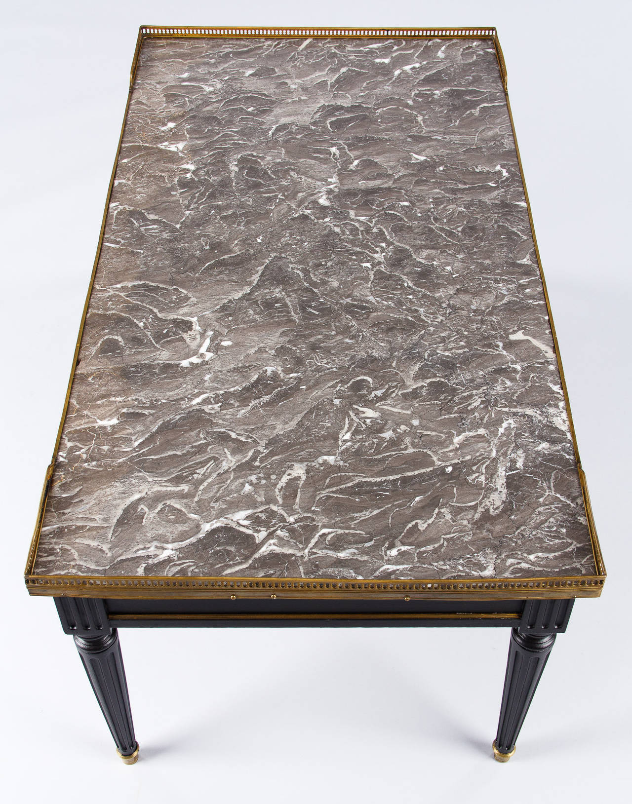 French Louis XVI Style Marble-Top Coffee Table, 1940s In Good Condition In Austin, TX