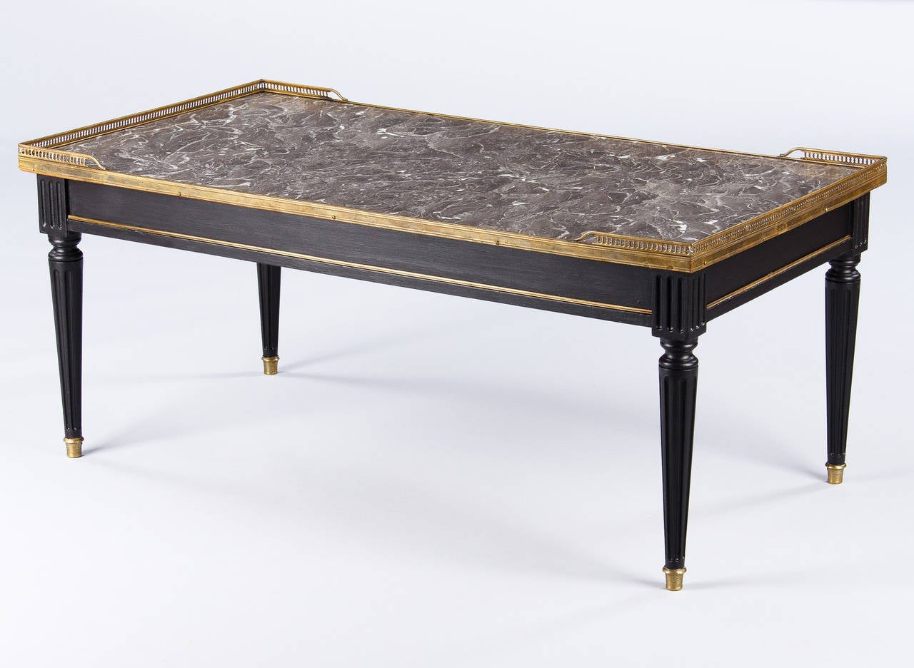 French Louis XVI Style Marble-Top Coffee Table, 1940s 1