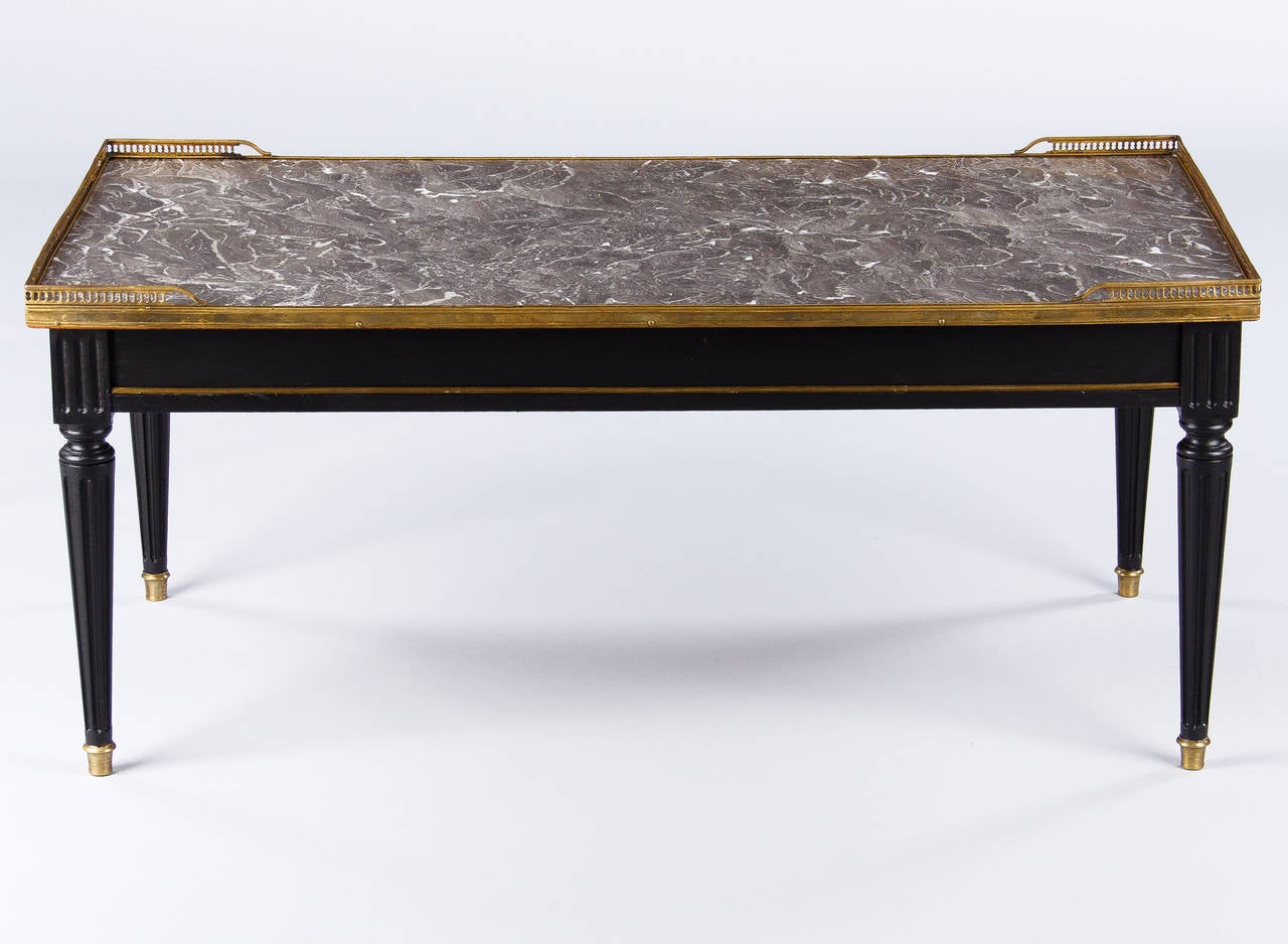 Mid-20th Century French Louis XVI Style Marble-Top Coffee Table, 1940s