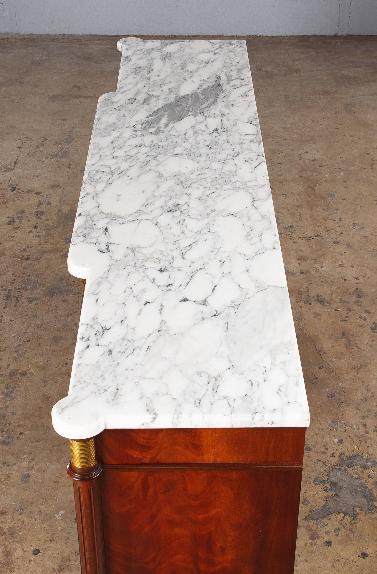 French Louis XVI Style Carrara Marble-Top Enfilade Buffet, 1940s 4
