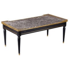 French Louis XVI Style Marble-Top Coffee Table, 1940s