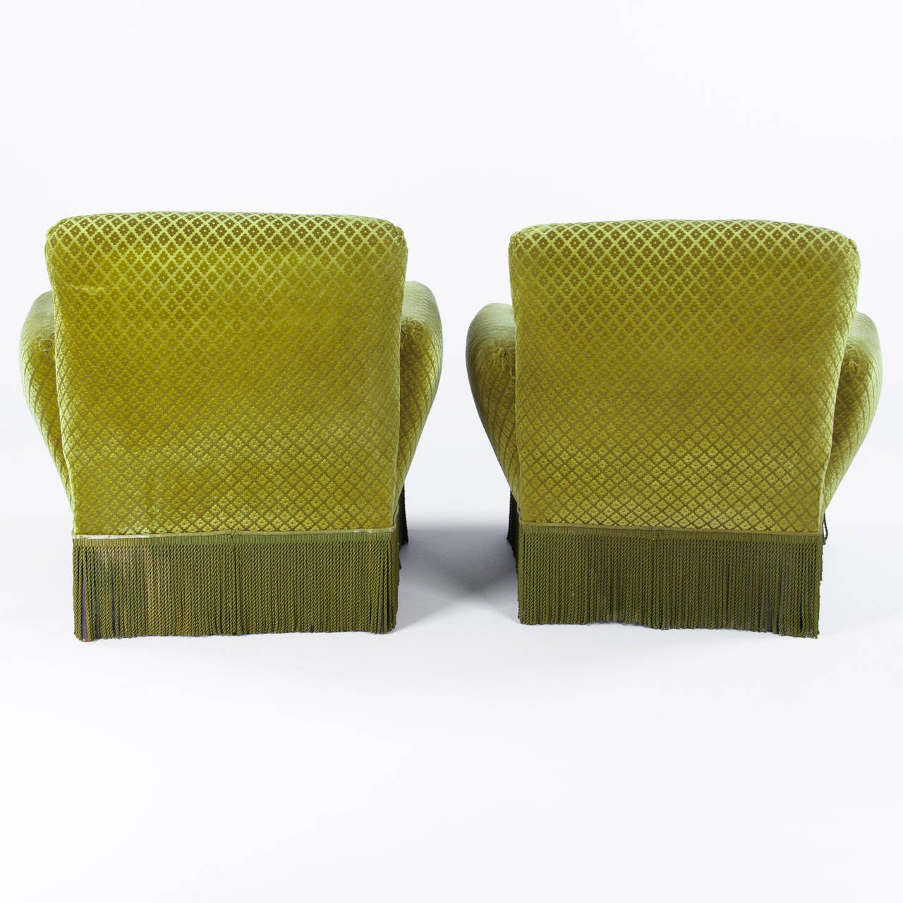 Pair of Napoleon III Style Green Upholstered Armchairs, 1940s In Good Condition In Austin, TX