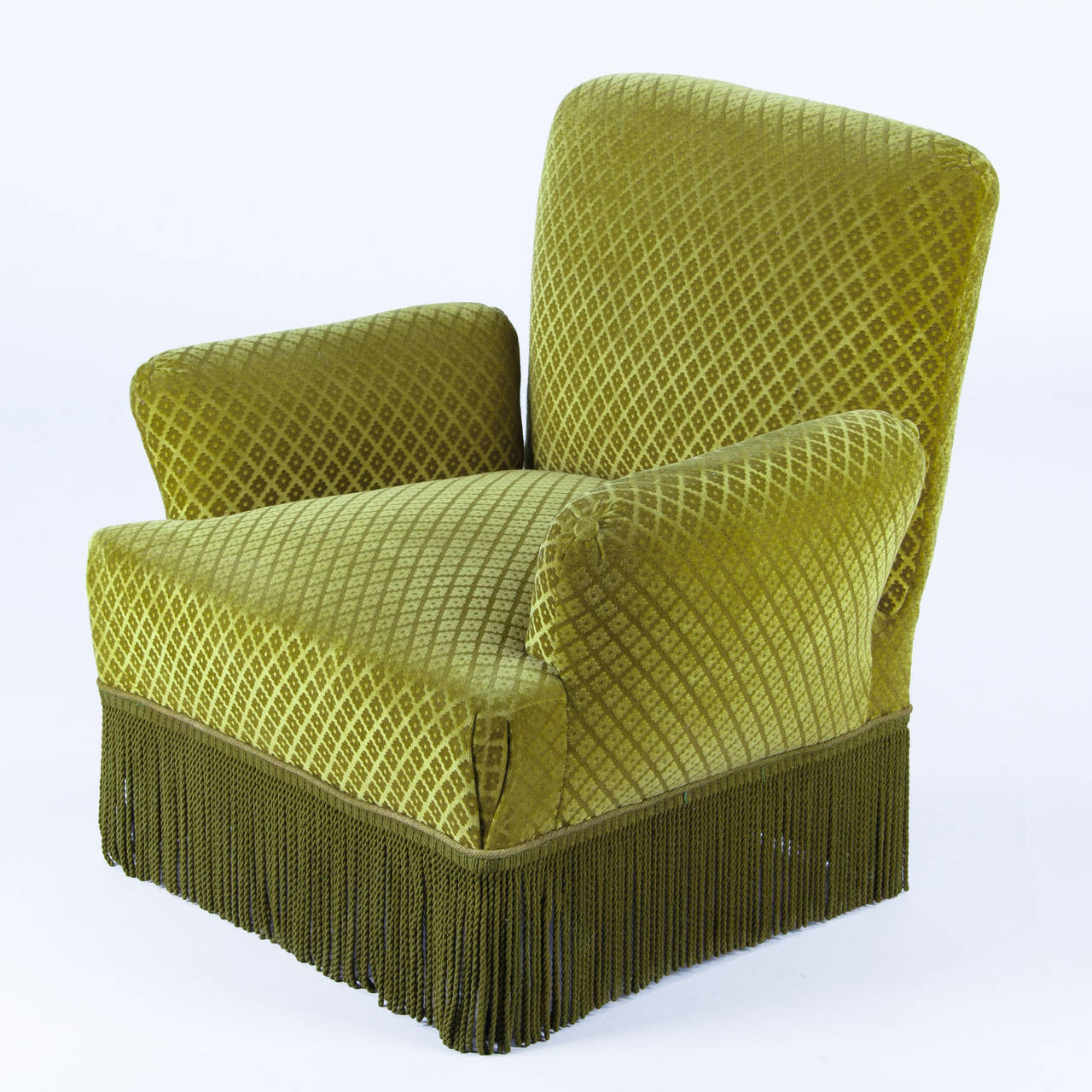 Pair of Napoleon III Style Green Upholstered Armchairs, 1940s 2