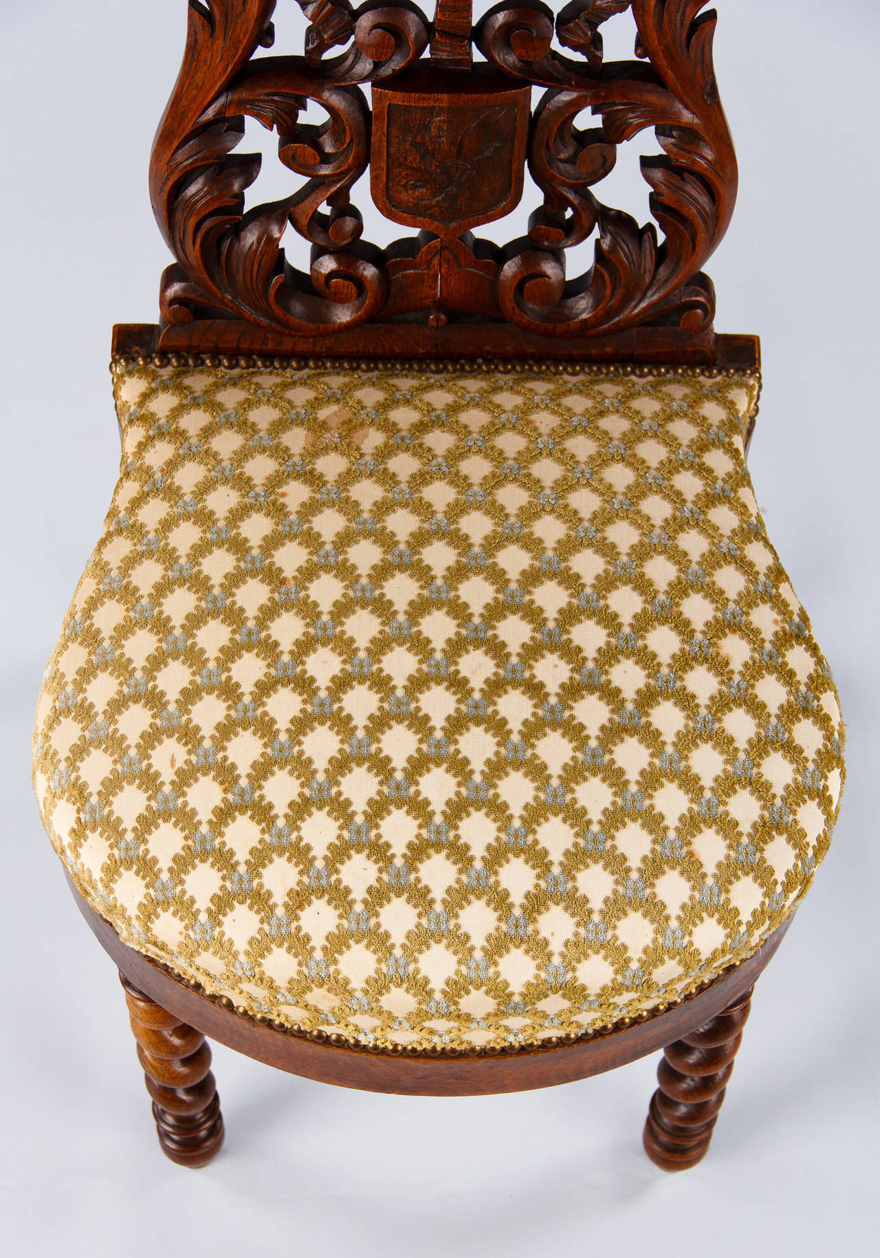 Français Chaise de fumeur de style néo-renaissance française de la fin des années 1800