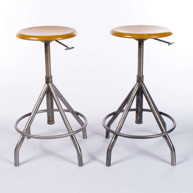Pair of French Industrial Stools