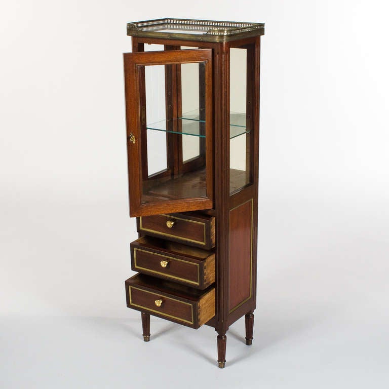 French Louis XVI Style Mahogany Cabinet Vitrine, Early 1900s In Good Condition In Austin, TX