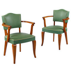 Pair of French Art Deco Bridge Armchairs, circa 1930s