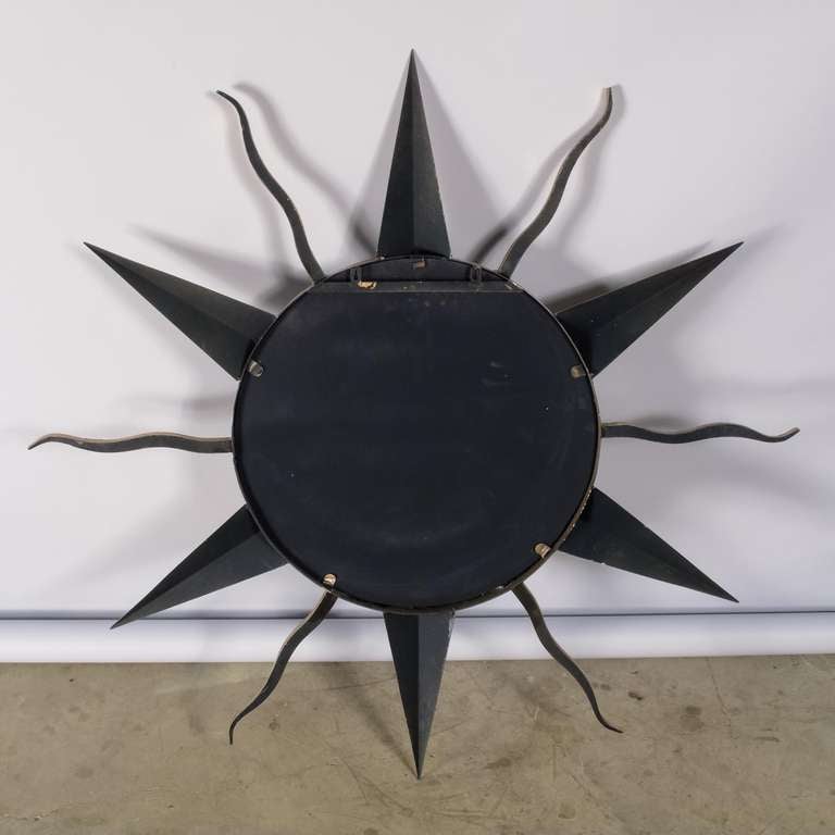 French Gilded Metal Convex Sunburst Mirror 3