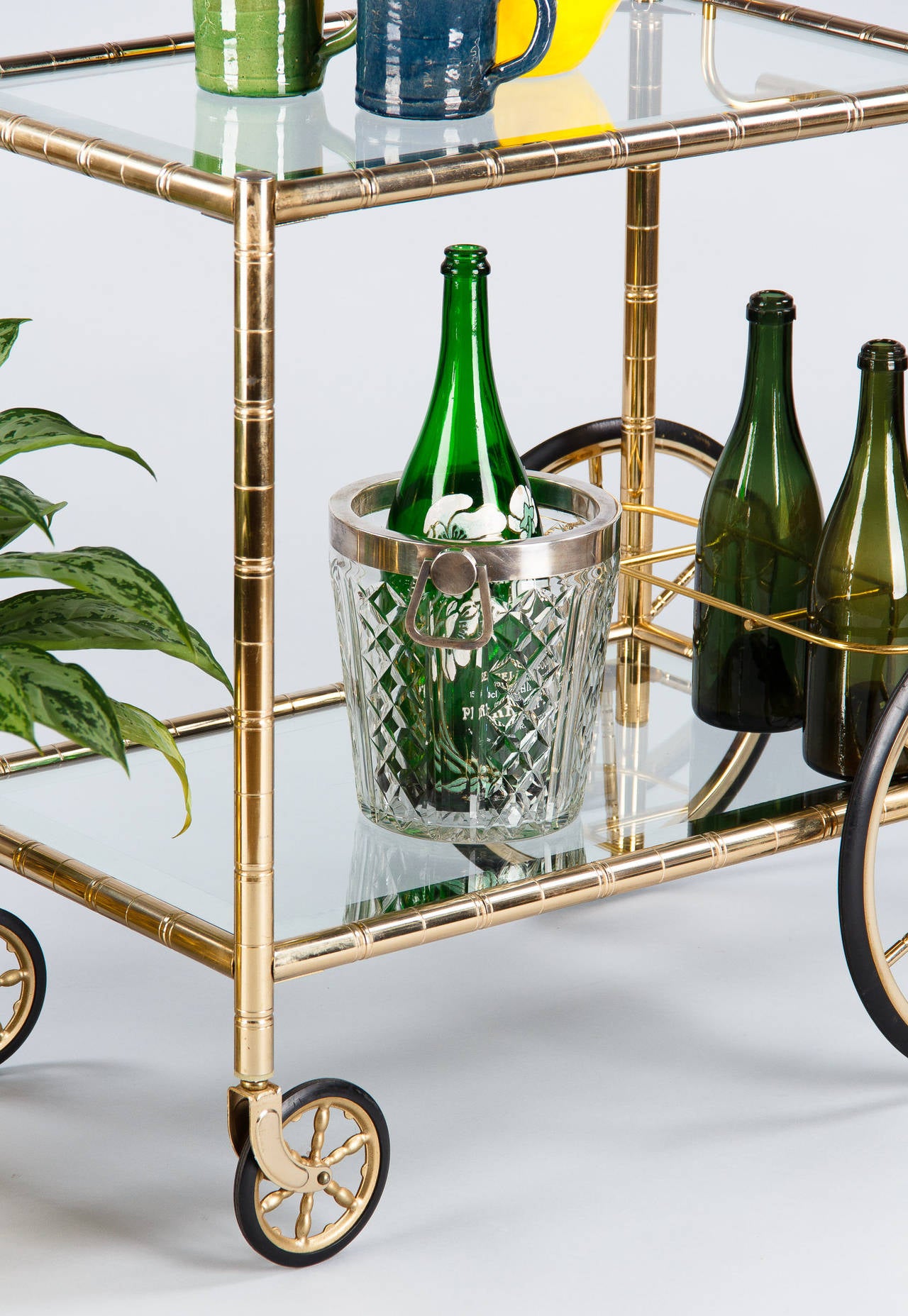 1960s Vintage French Brass Bar Cart 1