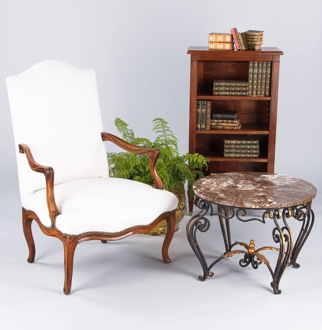 1920s French Directoire Style Walnut Bookshelf or Display Cabinet