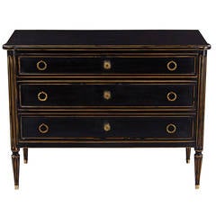 Antique French Louis XVI Style Ebonized Chest of Drawers circa 1920s