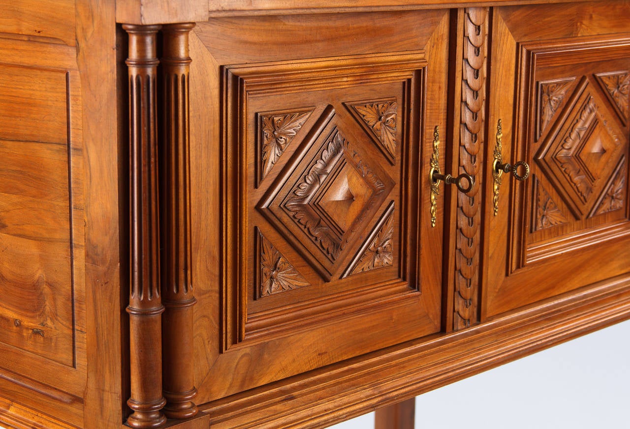 French Renaissance Style Walnut Sideboard Cabinet from France, circa 1900s