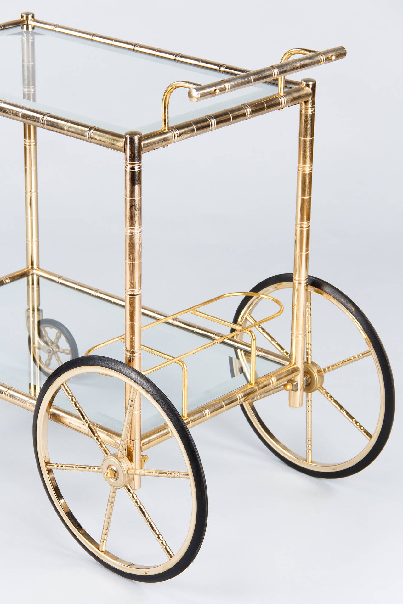 Mid-Century Modern 1960s Vintage French Brass Bar Cart