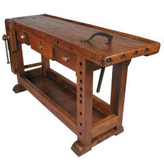 Antique French Country Style Carpenter's Workbench