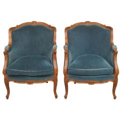 Pair of Louis XV Style Bergeres Armchairs