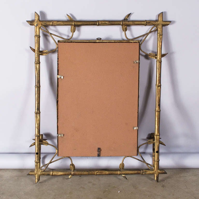 Mid-Century Gilded Metal Spanish Mirror with Candleholders 4