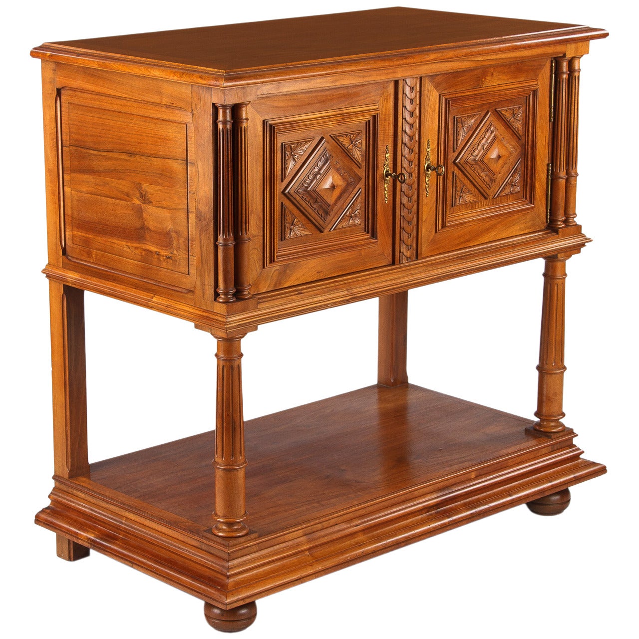 Renaissance Style Walnut Sideboard Cabinet from France, circa 1900s